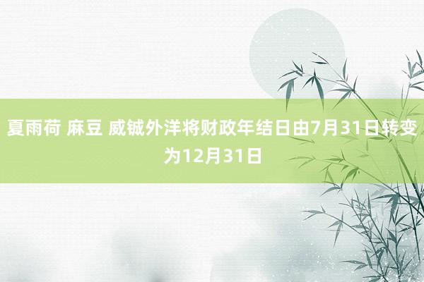 夏雨荷 麻豆 威铖外洋将财政年结日由7月31日转变为12月31日