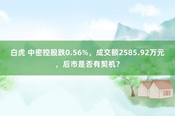 白虎 中密控股跌0.56%，成交额2585.92万元，后市是否有契机？